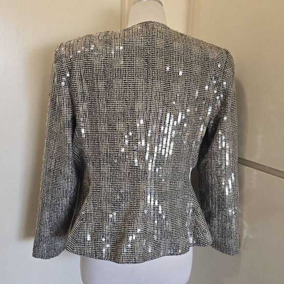 Nolan Miller Vtg Sequin Jkt and Matching Shell, Blk/Ivory Plaid, EUC, 12 - Picture 7 of 10